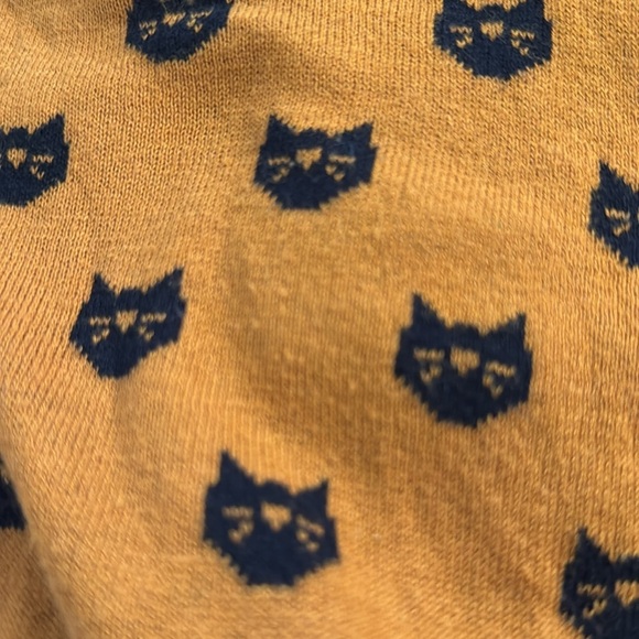 Yemak Black Cat Patterned mustard Yellow cardigan Sweater 3/4 sleeve size S - Picture 12 of 13
